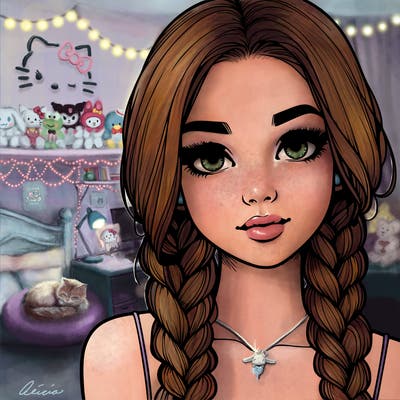 realistic girl with braids