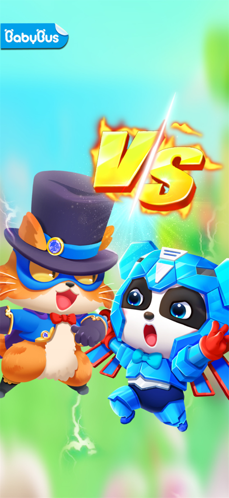 Little Panda’s Jewel Adventure - Little Panda in blue jewel armor facing off against a cat in a magician hat