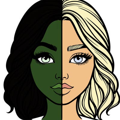 realistic girl split half