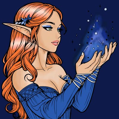 realistic elf girl doing magic