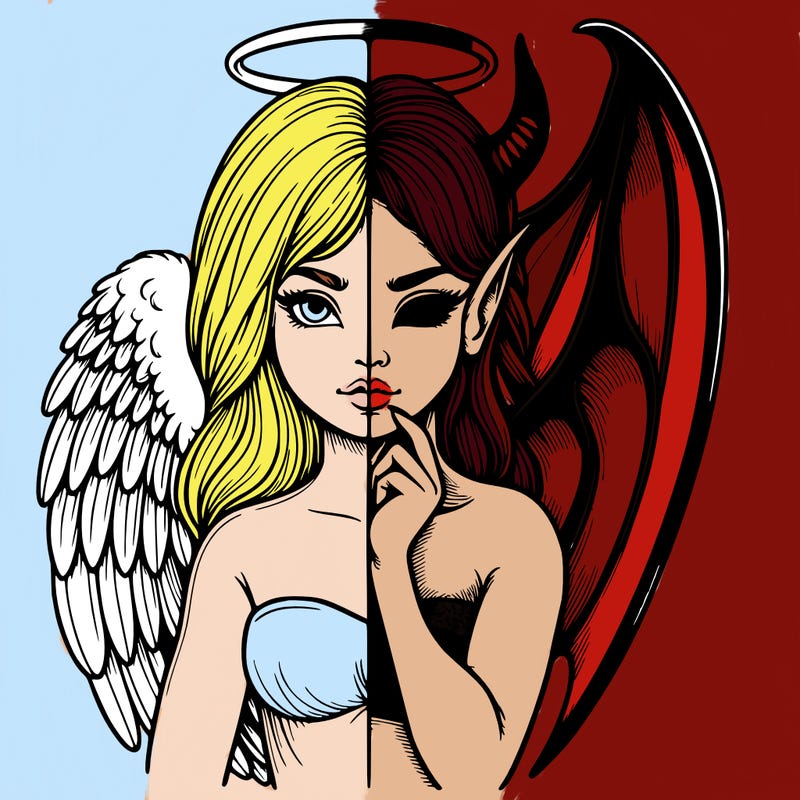 realistic angel half demon