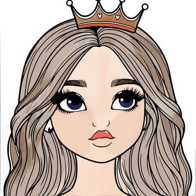 a realistic girl with a crown on