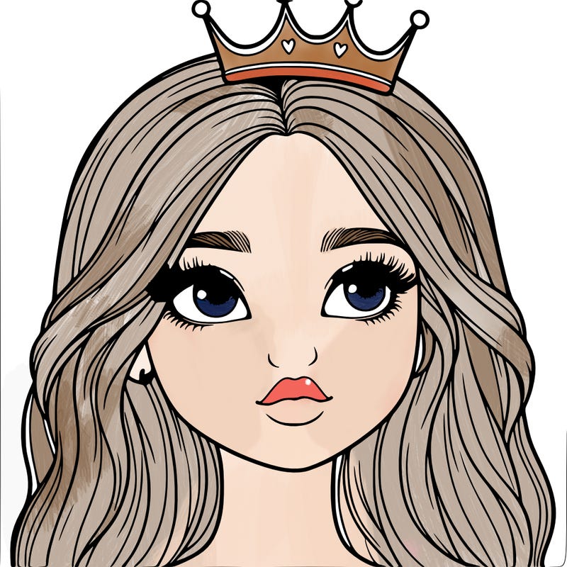 a realistic girl with a crown on