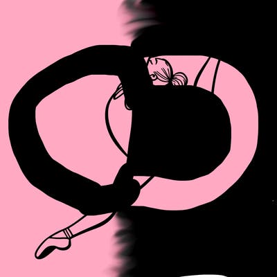 gymnast doing a leap in a leotard with a bent back leg