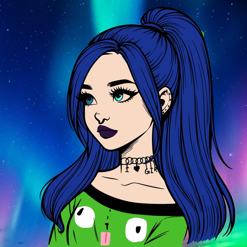 realistic girl with a high ponytail