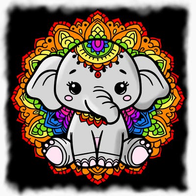 cute baby elephant animal mandala