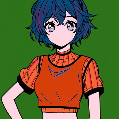 anime girl with crop top