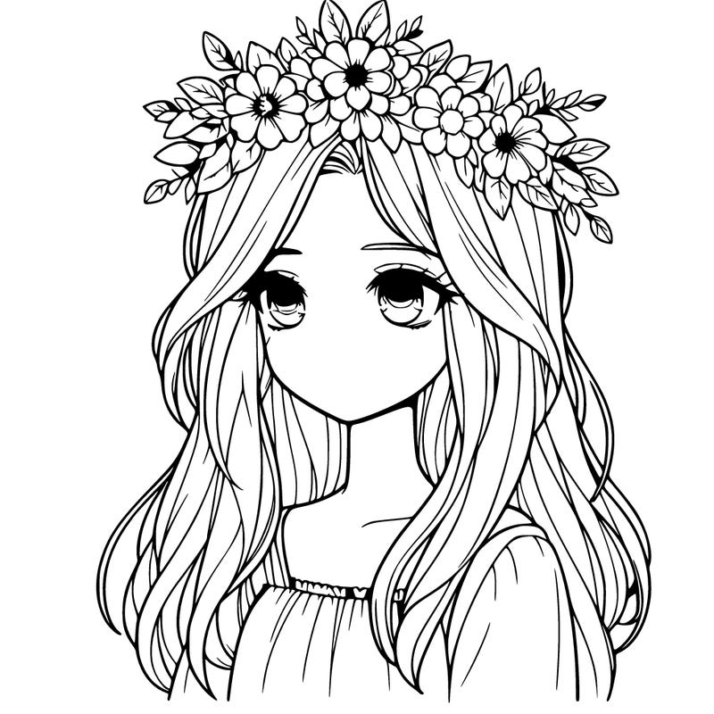 realistic girl with flower crown