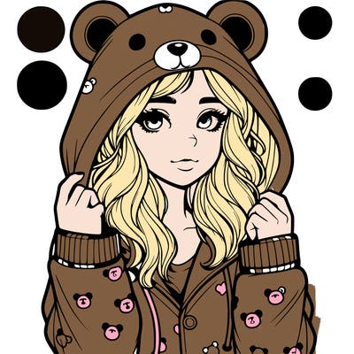 realistic girl in a animal pjs hoodie