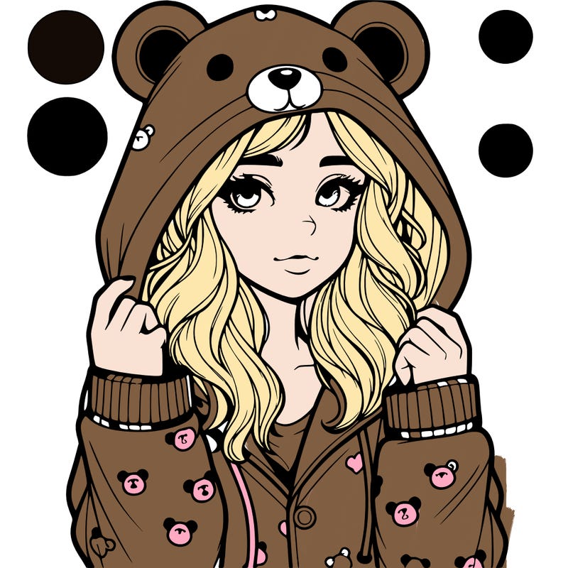 realistic girl in a animal pjs hoodie