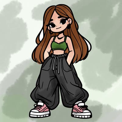 girl in crop top and baggy pants