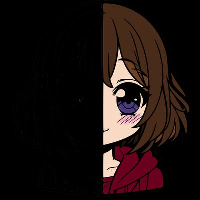 animated girl half anime