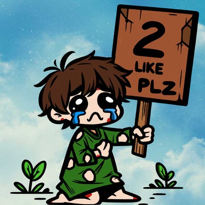 small poor toddler crying with sign that says 2 like plz