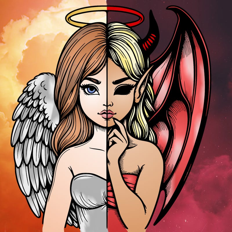 realistic angel half demon