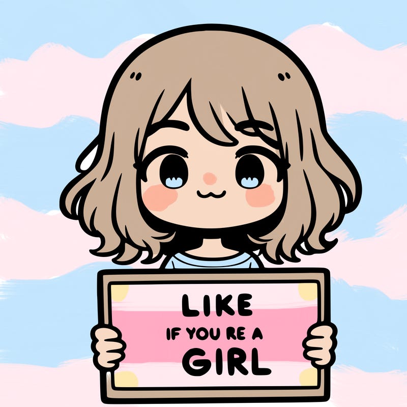 a cute girl holding a sign that says like if you’re a girl