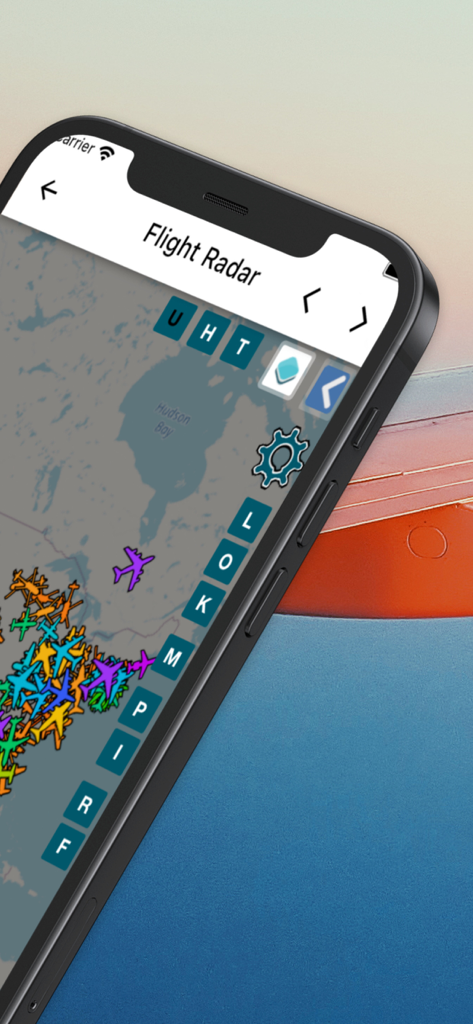 Flight Tracker — Flight Radar - Interfaccia mappa radar di volo live che mostra il tracciamento degli aeromobili su uno smartphone