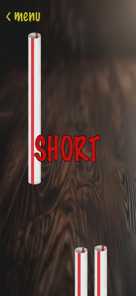 Draw-Straws - A digital draw straws game showing the result of pulling the short straw over a wooden table background.