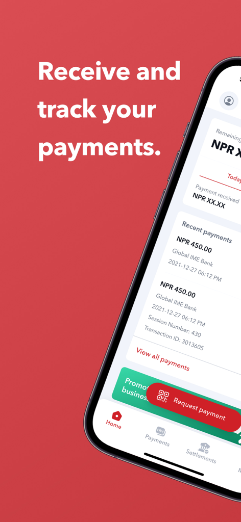 Fonepay Business - Fonepay Business app interface showing real-time payment tracking and transaction history on a mobile screen