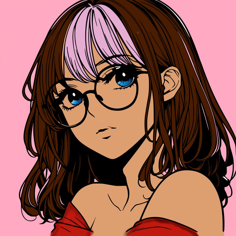 manga woman character with glasses and nice lips