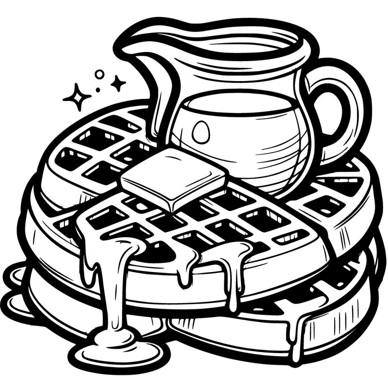 waffles: topped with syrup and butter