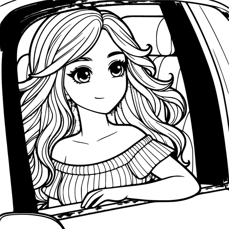 beautiful girl with her head out a car window