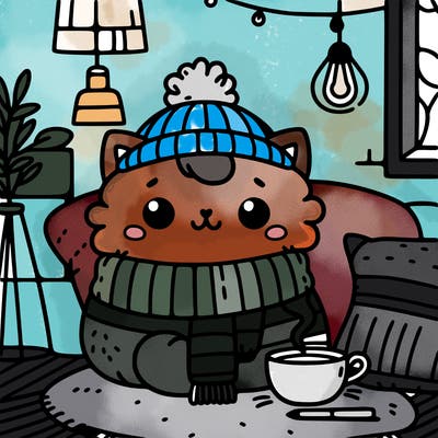 cozy and aesthetic cat