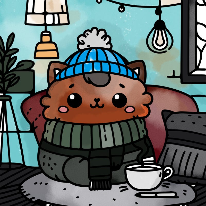 cozy and aesthetic cat