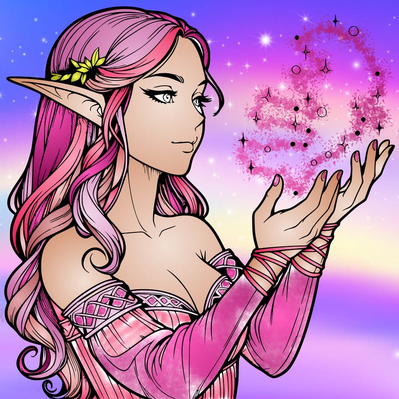 realistic elf girl doing magic