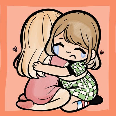2 girls hugging