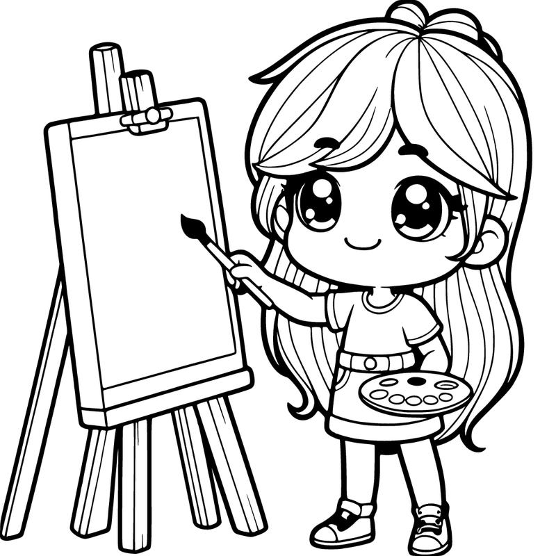 girl with an easel