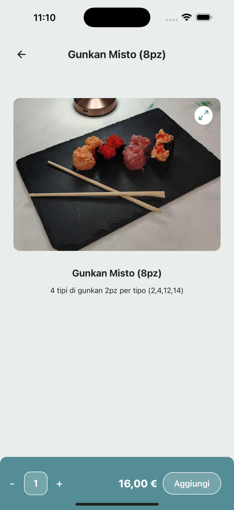 Nami sushi & poke - Product page for Gunkan Misto sushi assortment in the Nami sushi and poke app