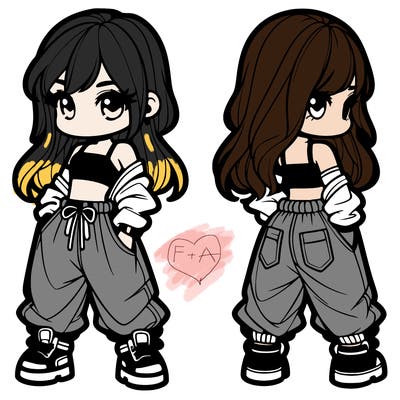 girl in crop top and baggy pants