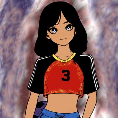 realistic girl wearing soccer jersey