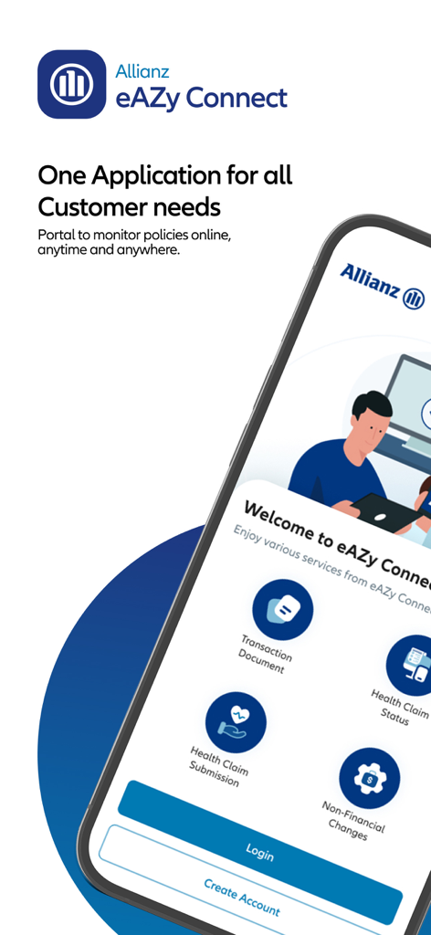 Allianz eAZy connect - Allianz eAZy Connect mobile app interface for insurance policy management