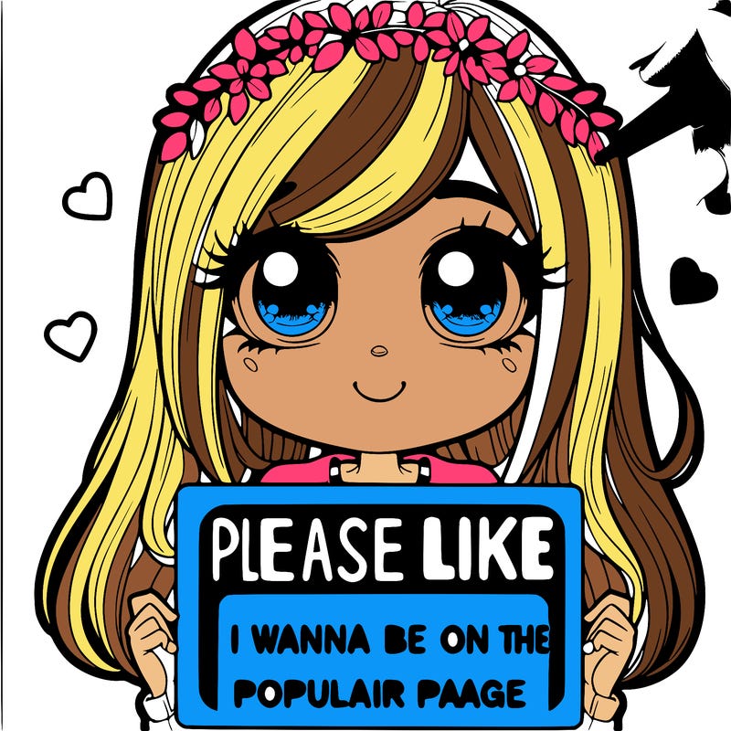 realistic girl holding up a sign that says please like i wanna be on the popular page