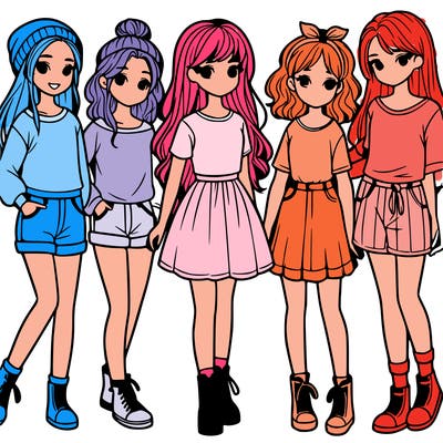 a group of five girls