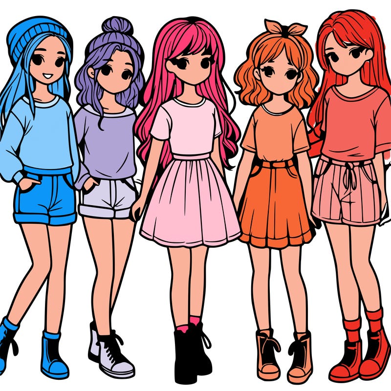 a group of five girls