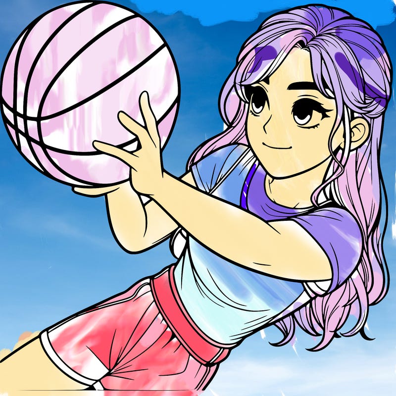 realistic girl playing basketball