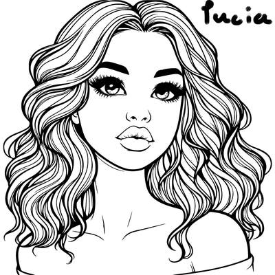 realistic girl with wavy hair and lips