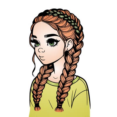 realistic girl with braids