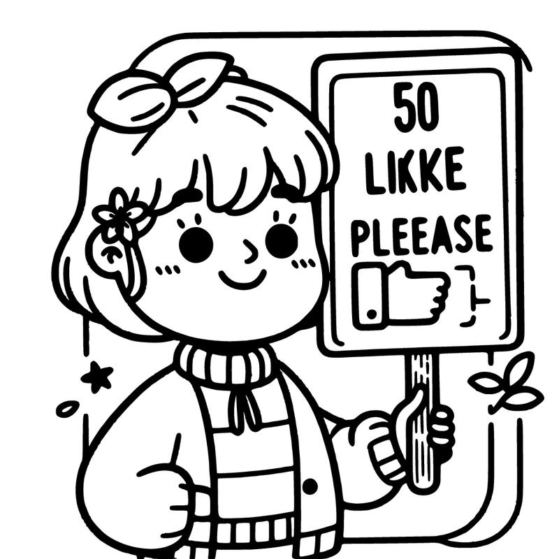 girl holding a 50 likes please sign