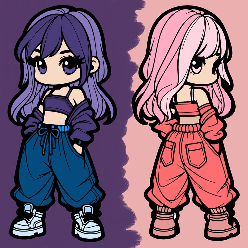 girl in crop top and baggy pants