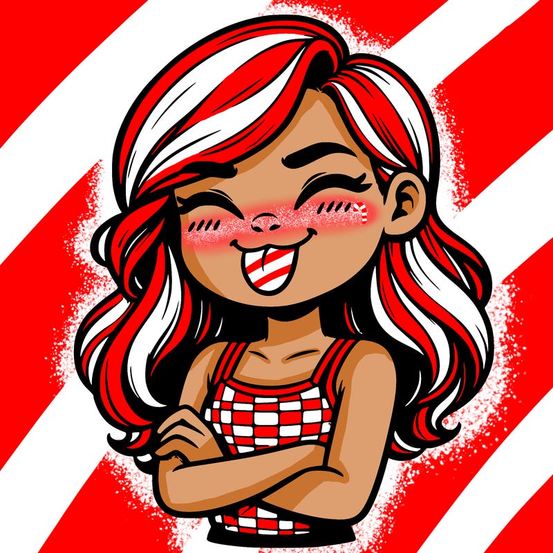 realistic girl crossing her arms and wearing a tank top with her tongue held out she has long hair