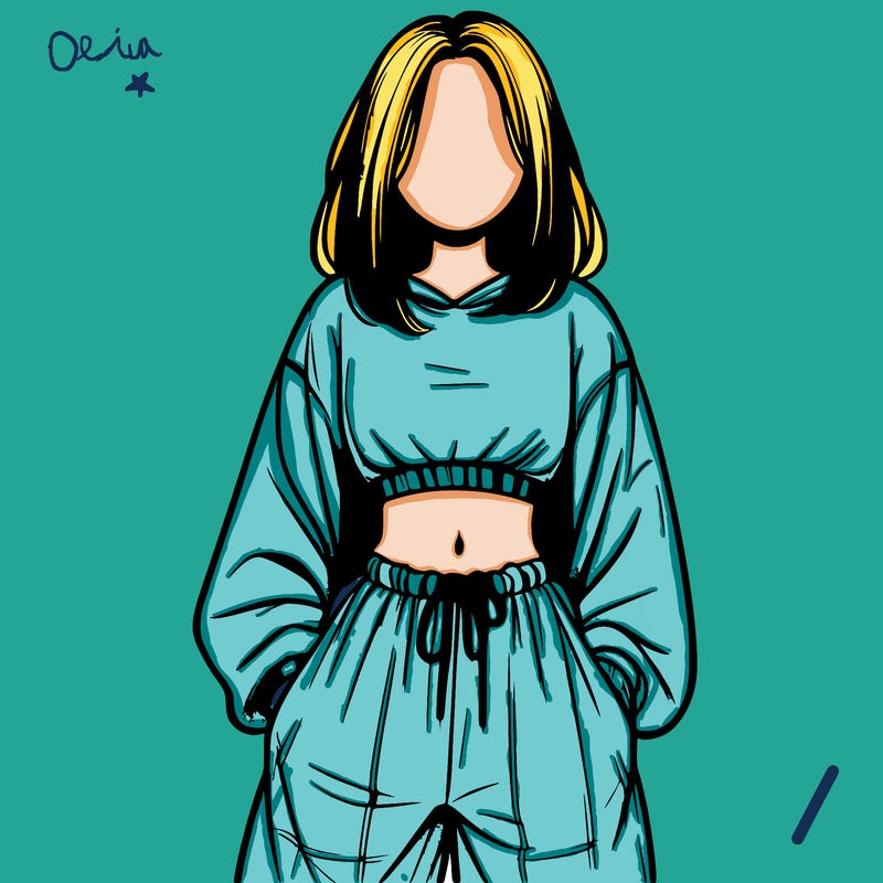 realistic girl faceless with baggy pants and a crop top