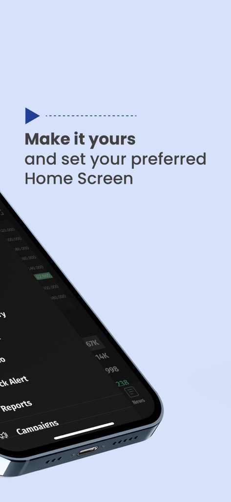 CGS iTrade app home screen customization feature