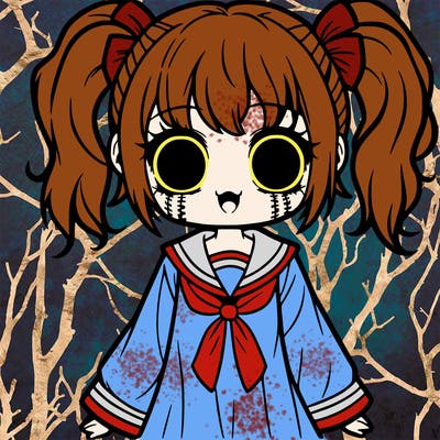 scary but cute anime girl