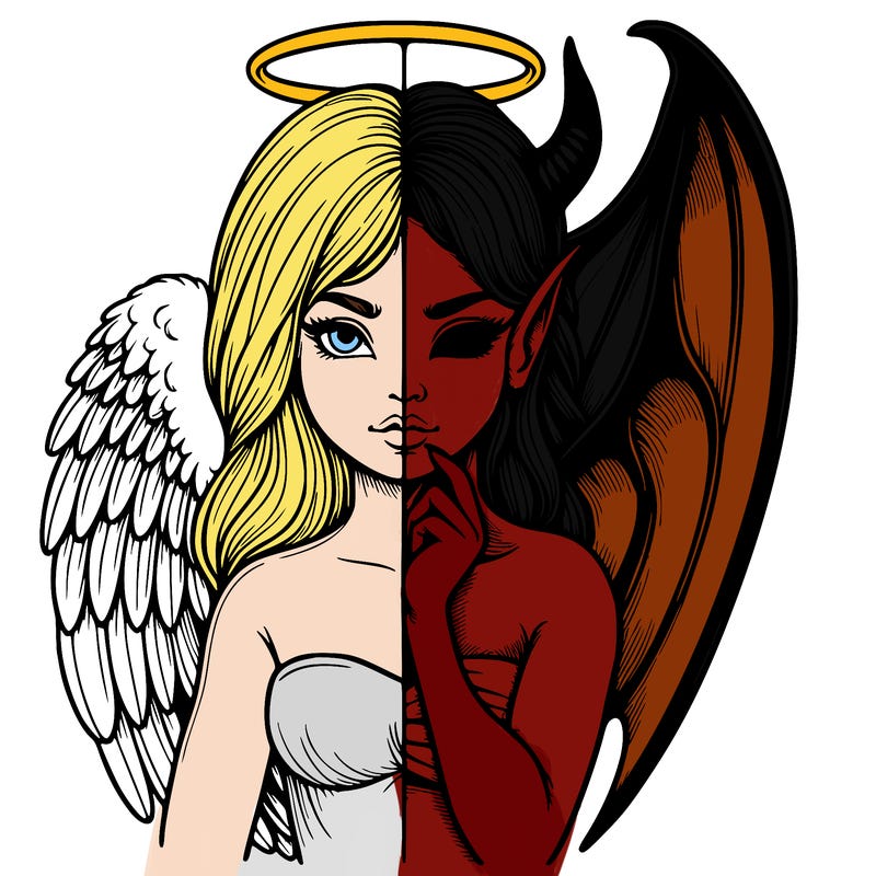 realistic angel half demon