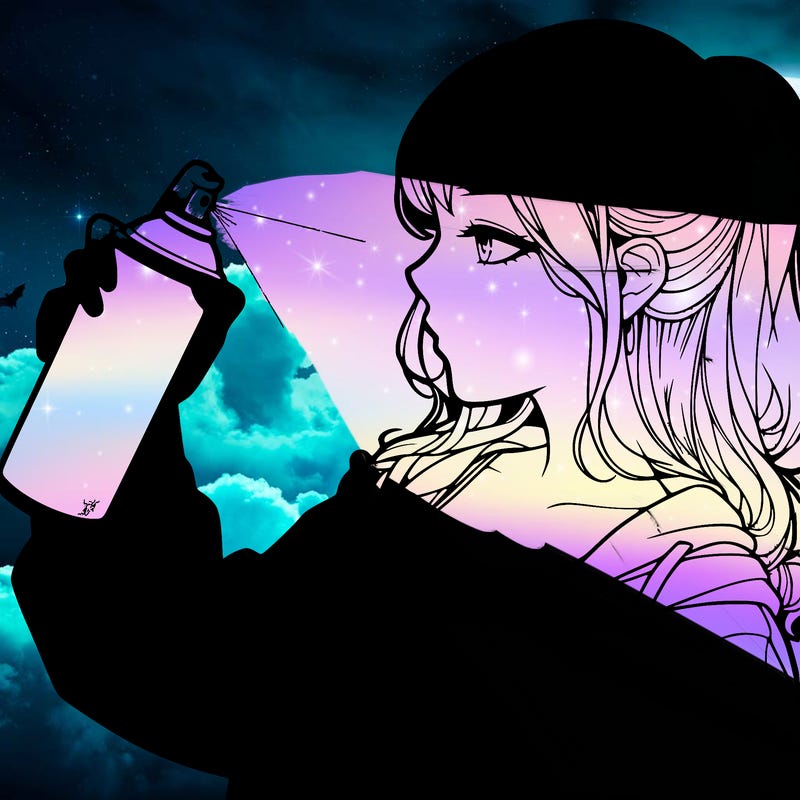 a realistic girl spray, painting