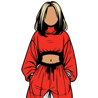 realistic girl faceless with baggy pants and a crop top