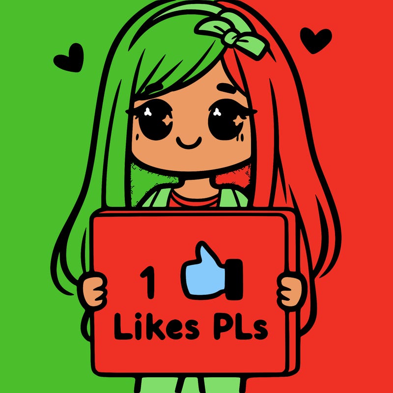 girl holding a sign saying 10 likes pls